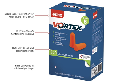 Vortex Class 5 Ear Plugs (200 pair per Box)