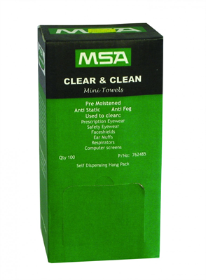 MSA 'Clean & Clear' Respirator & Glasses Wipes