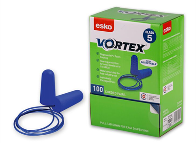 Esko Vortex Earplugs Blue Metal Detectable