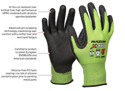 Esko Razor X320 Hi-Vis Green Cut 3 Glove