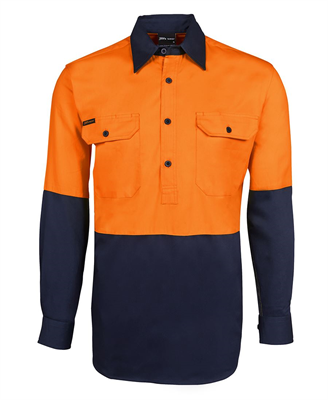 Hi-Viz Closed Front Long Sleeve Drill Shirt