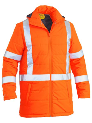 TAPED HI VIS PUFFER JACKET WITH X BACK